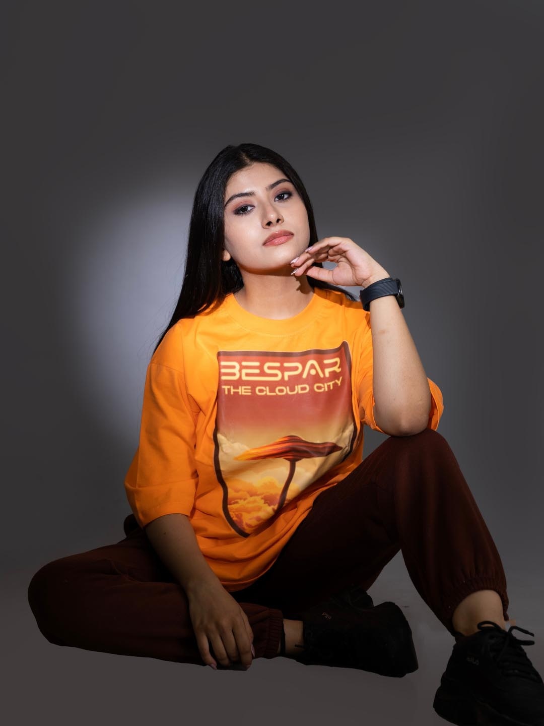 

JAC INDIAN Women Graphic Printed Round Neck Cotton Oversized T-shirt, Orange