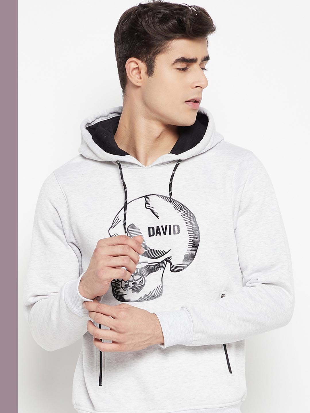 

LYCOS Men Printed Hooded Sweatshirt, Grey