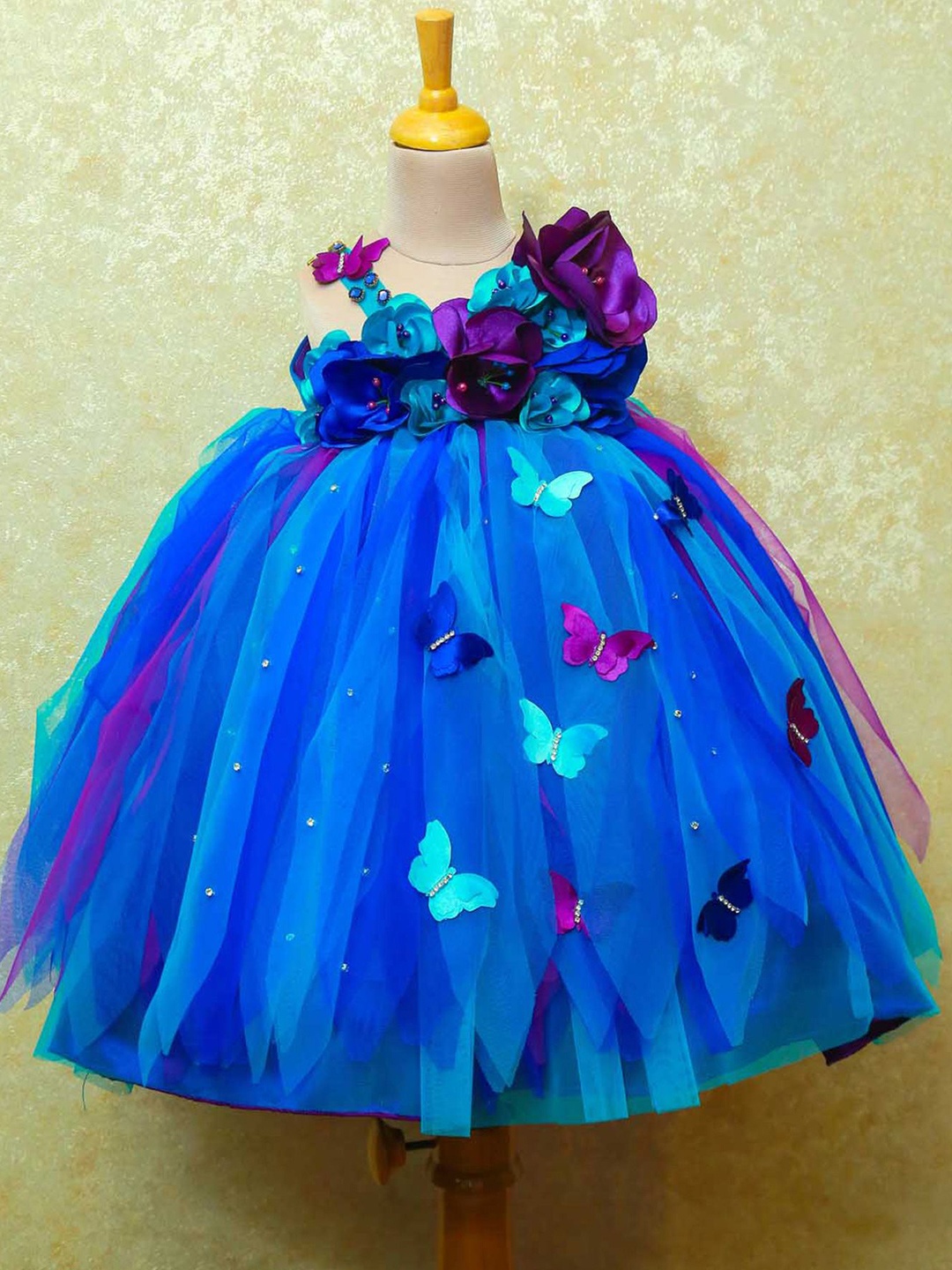 

Li & Li Boutique Peacock Color Shades Tutu Flower Frock, Blue