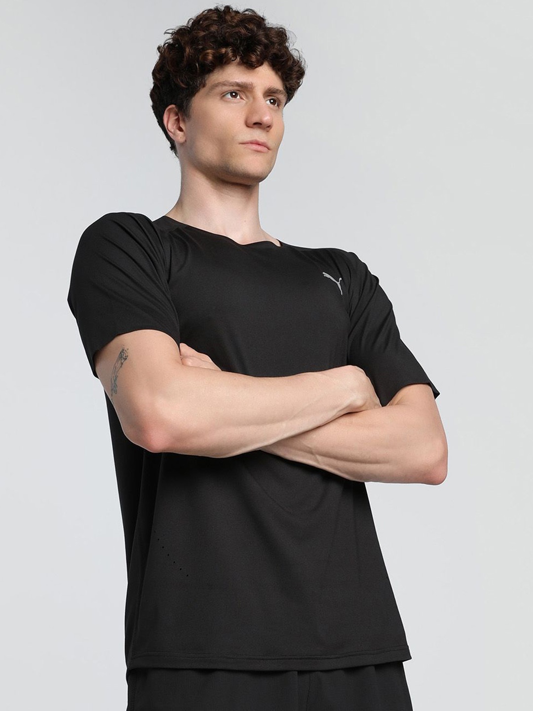 

Puma Cloudspun Brand Logo Printed Short Sleeve Running T-Shirt, Black