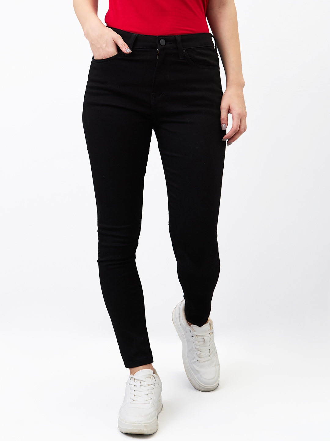 

SPYKAR Women Slim Fit High-Rise Jeans, Black