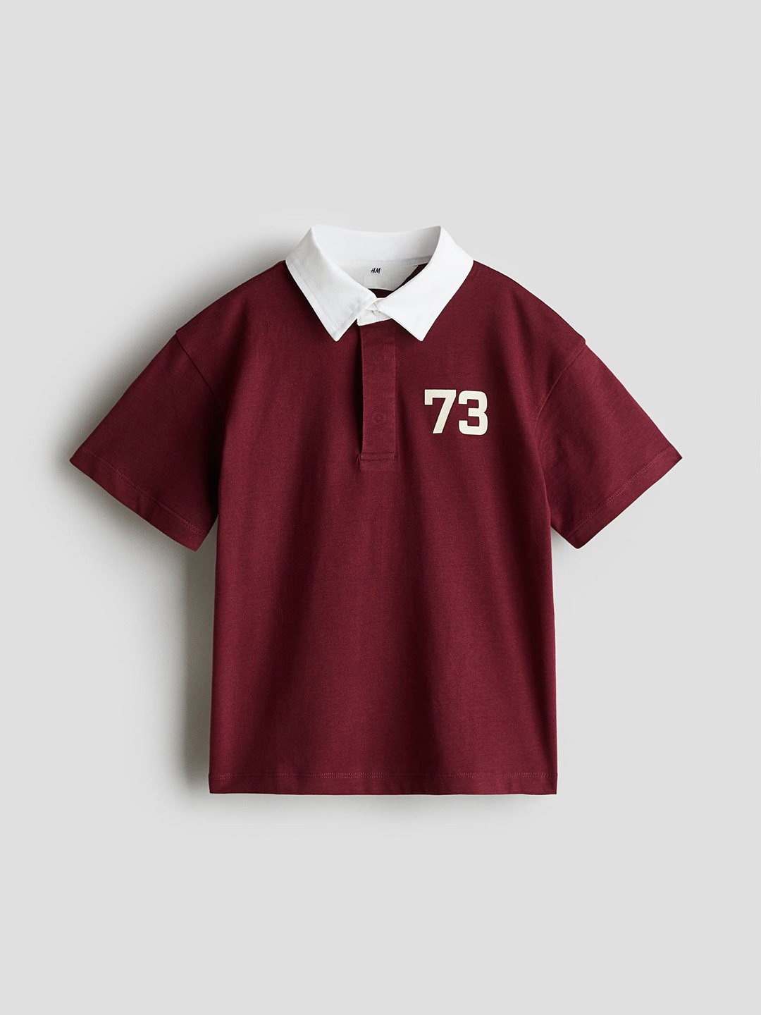 

H&M Printed Cotton Rugby Shirt, Maroon