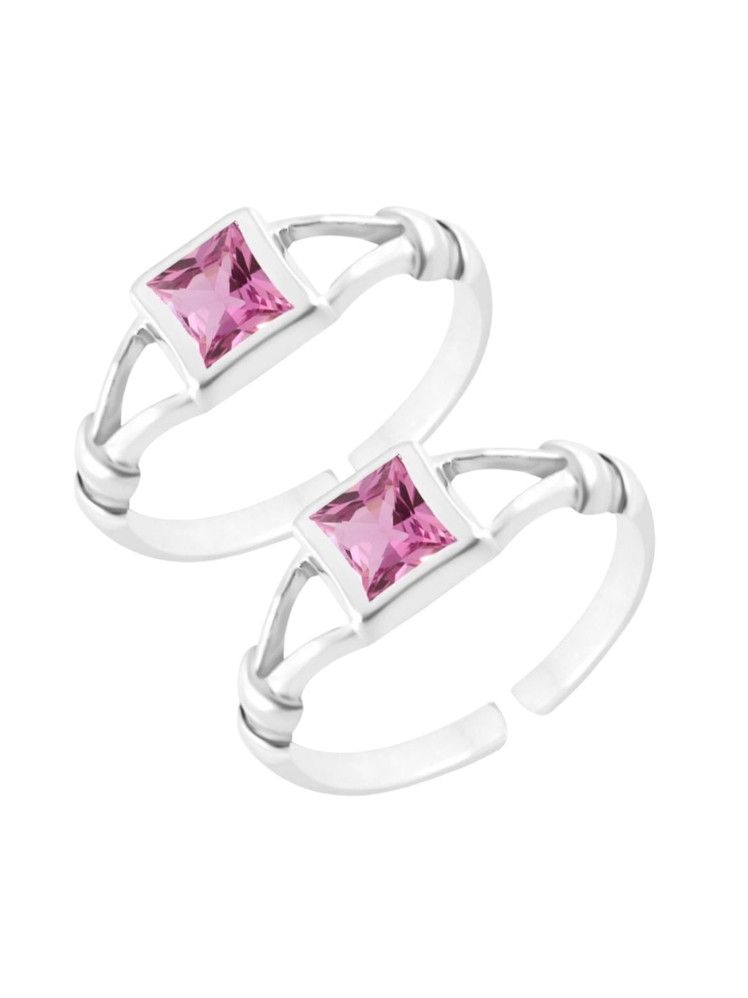 

Parnika 92.5 Sterling Silver Set Of 2 Cubic Zirconia Stones Studded Toe Rings