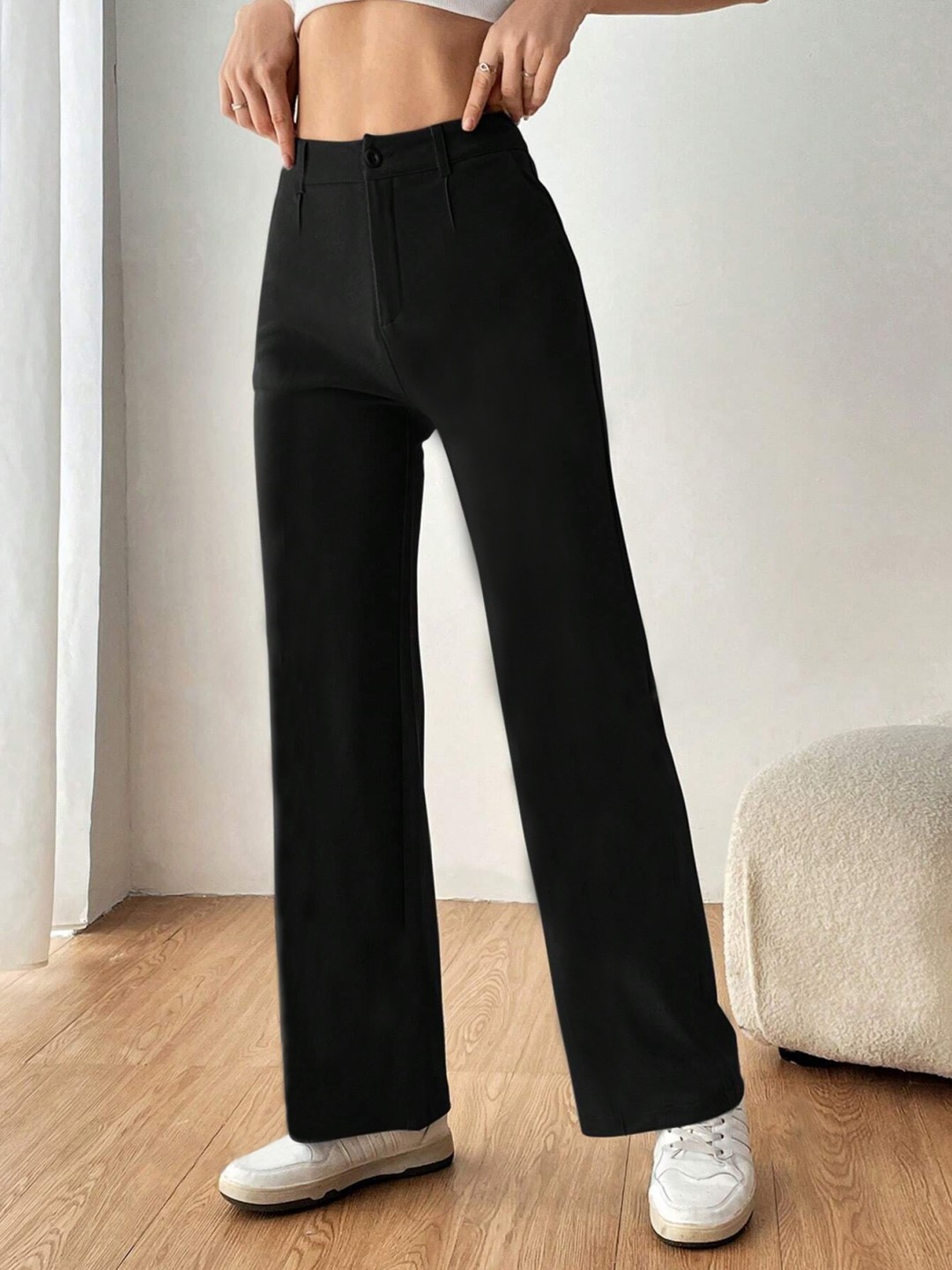 

TOOCHKI Women High-Rise Wide Leg Trousers, Black