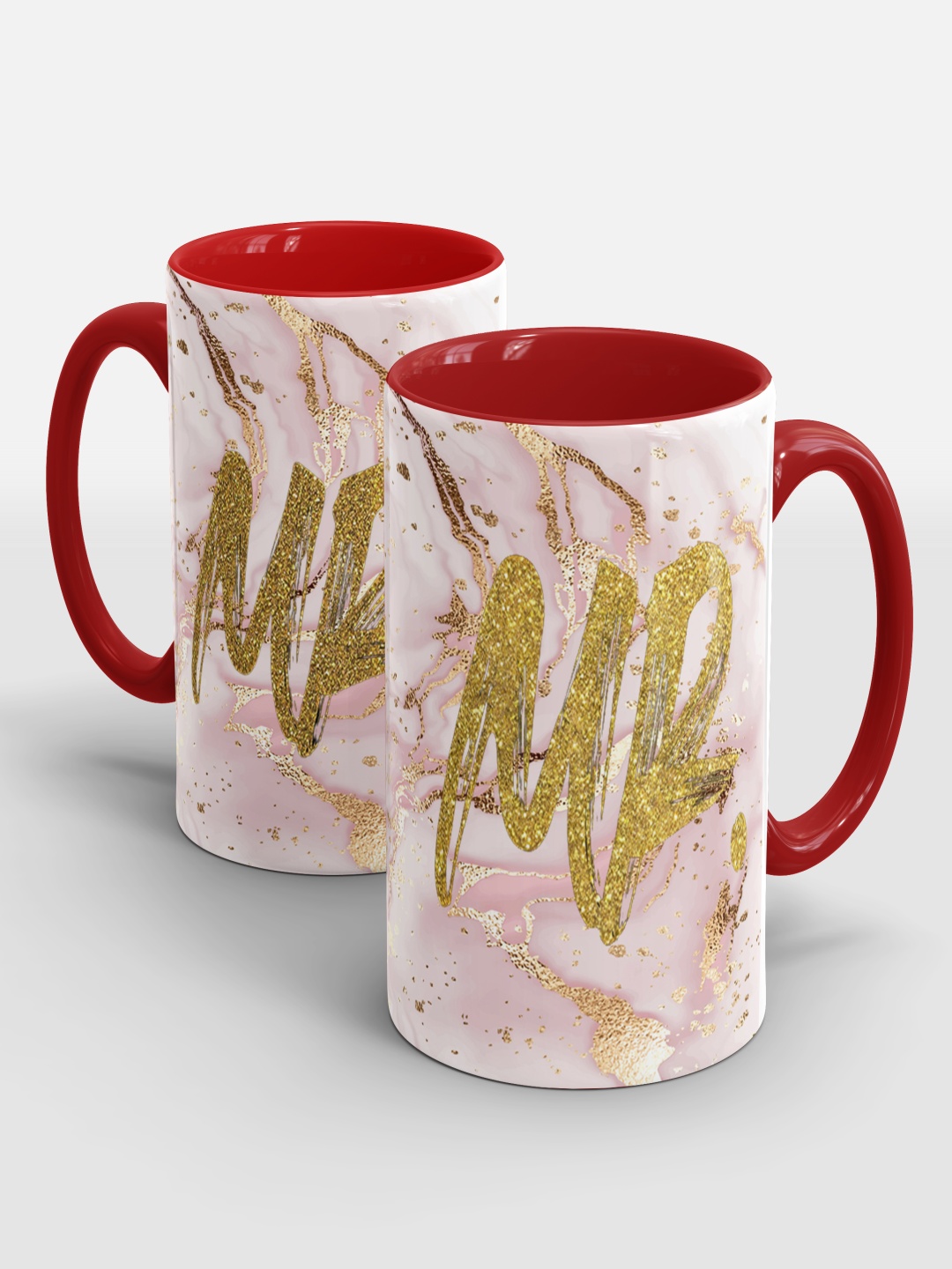 

SUBLIKRAFT Red & White 2 Pieces Printed Ceramic Glossy Mugs 330 ml Each
