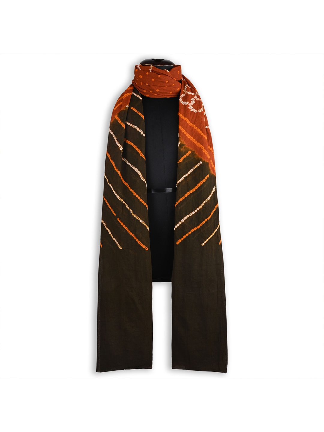 

Wish Karo Printed Tie and Dye Dupatta, Brown