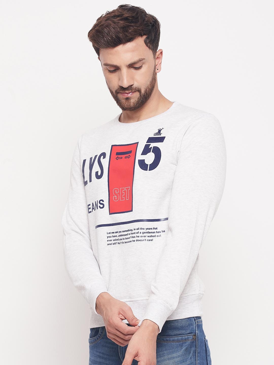 

LYCOS Men Printed Fleece Sweatshirt, White