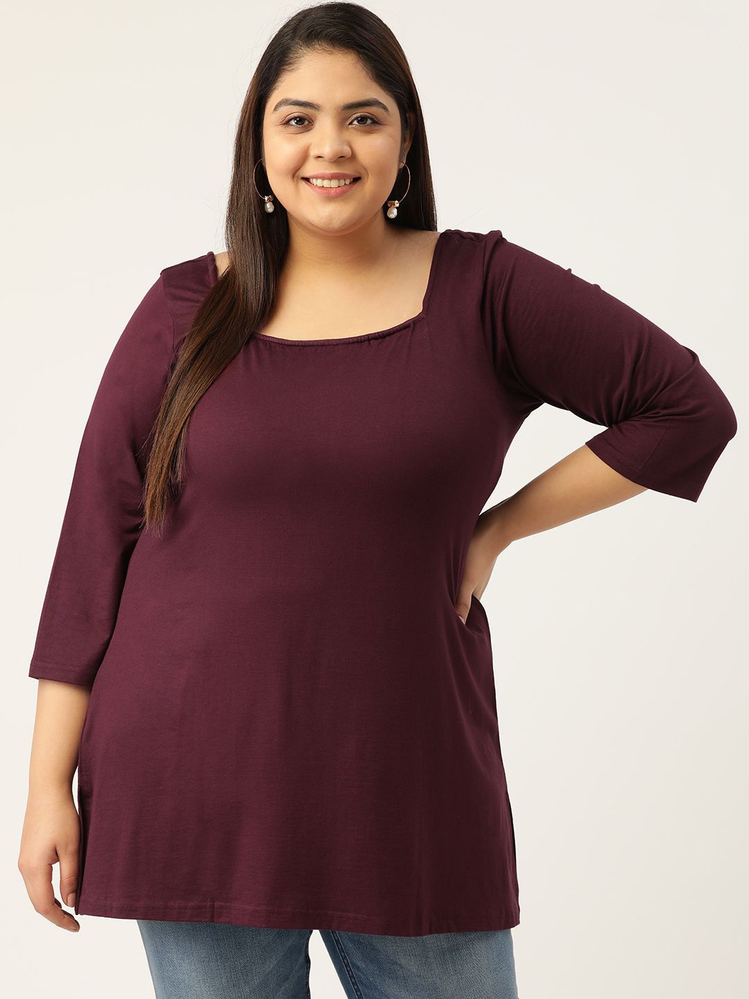 

theRebelinme Women Plus Size Longline Top, Purple
