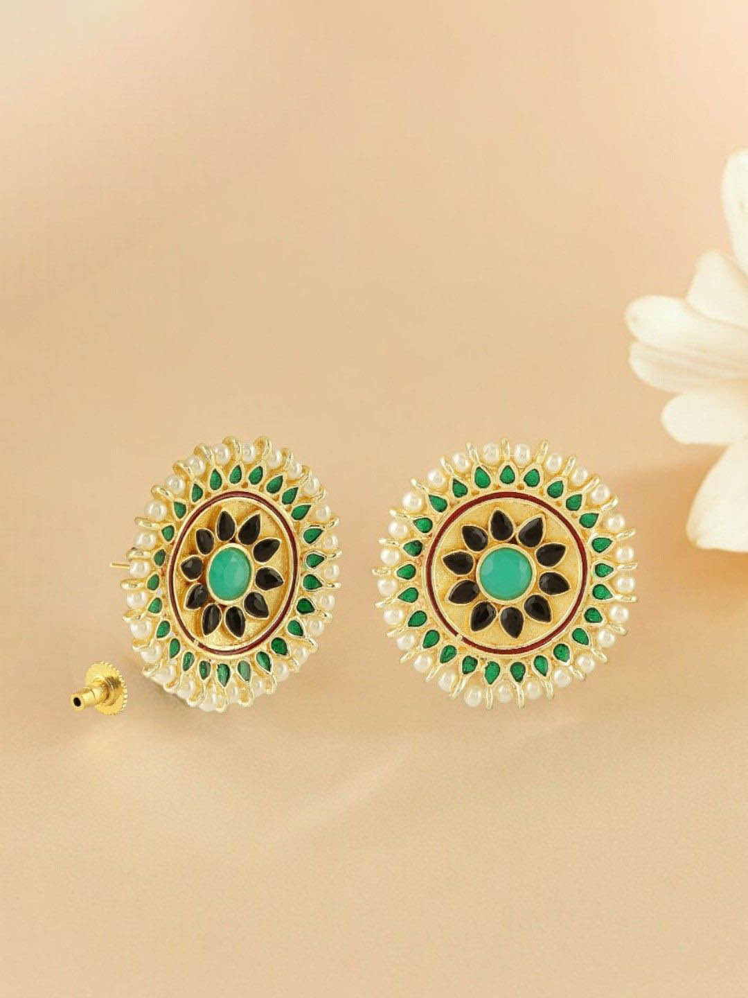 

Anouk Gold-Plated Artificial Stones Studded Circular Shaped Studs
