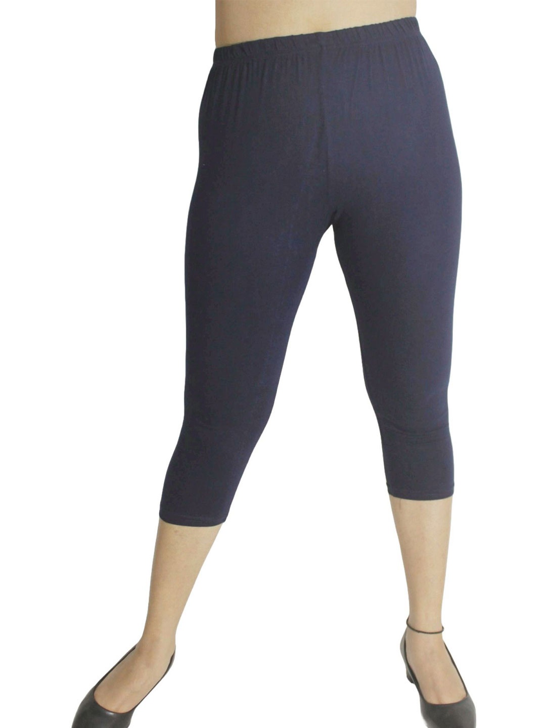 

PINK SHELL Women Slim Fit Mid-Rise Cotton Capris, Navy blue