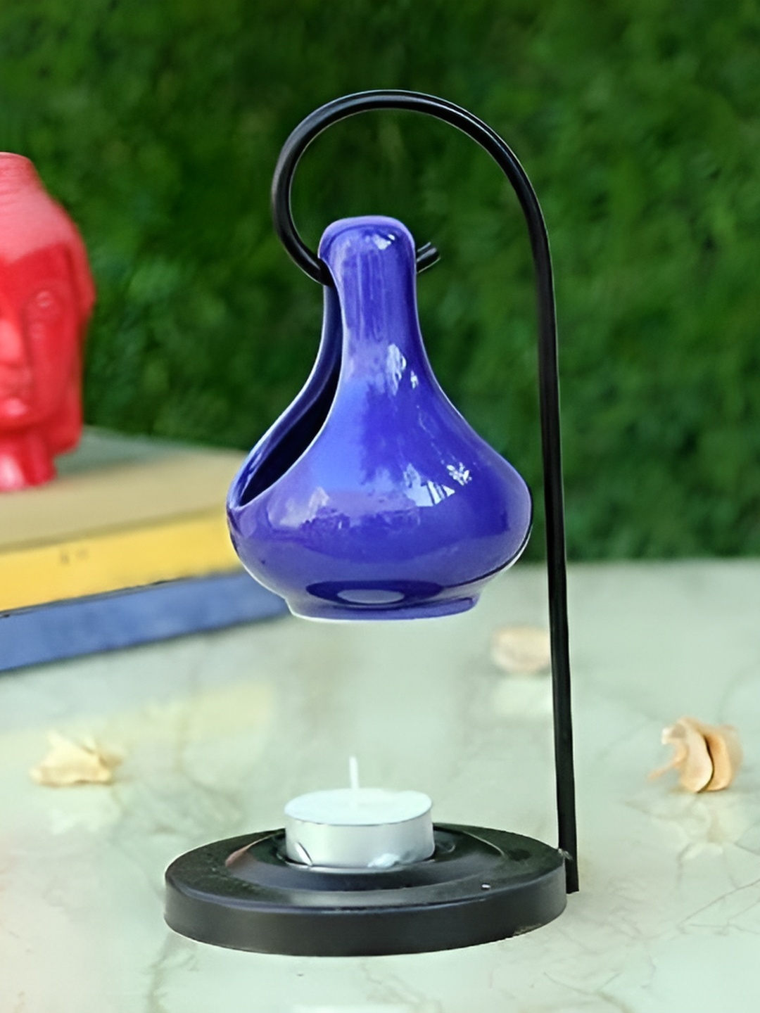 

Jaamso Royals Blue & Black Ceramic Aroma Oil Diffuser With 2 Tealight Candles