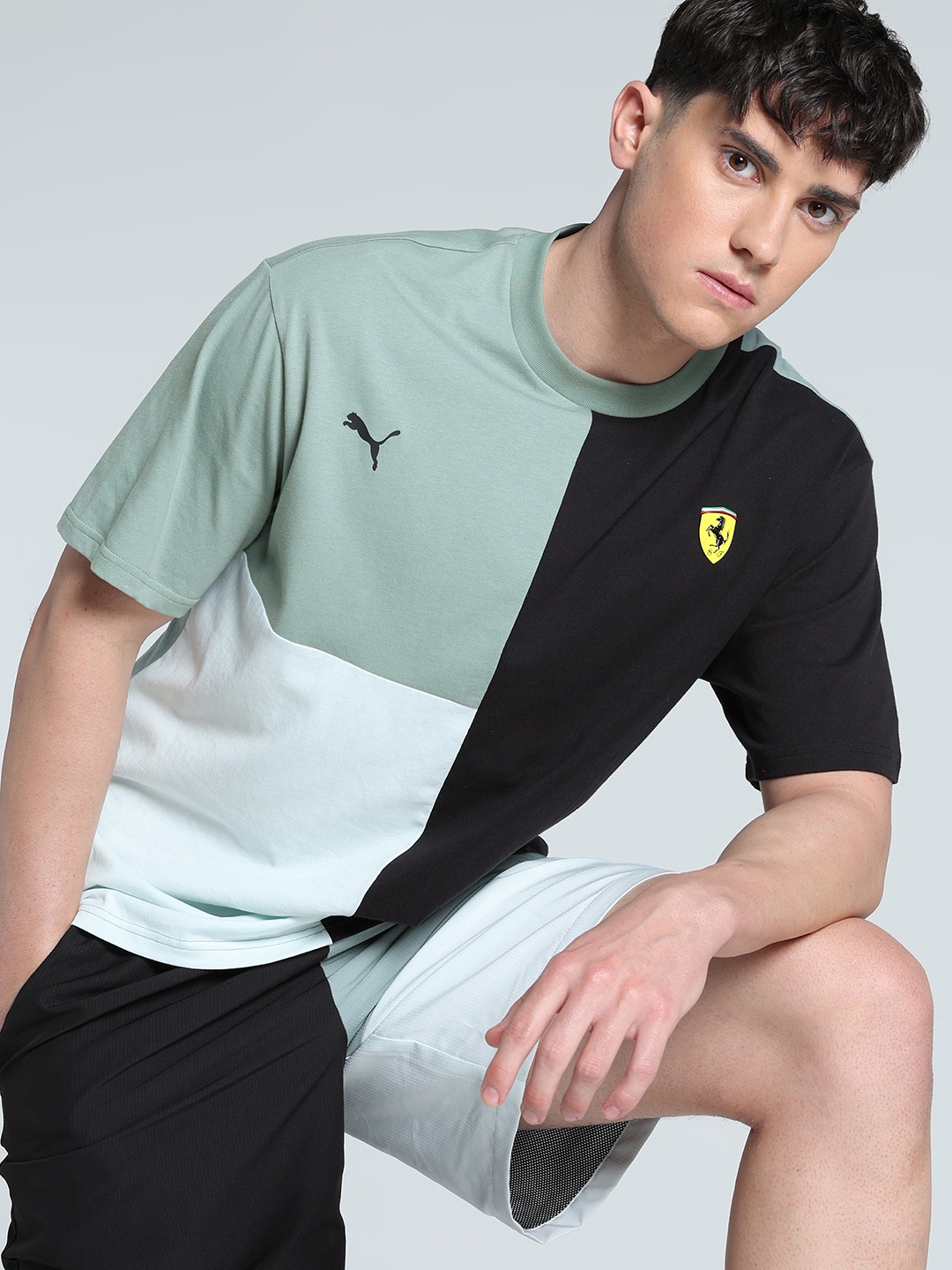 

PUMA Motorsport Men Scuderia Ferrari Race Lifestyle Colourblocked T-shirt, Green