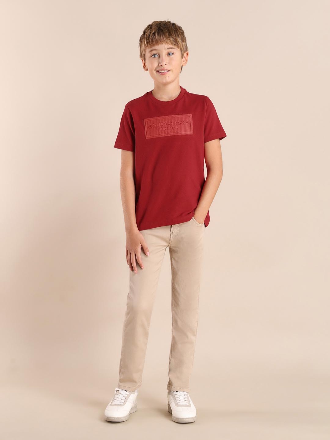 

U.S. Polo Assn. Kids Boys Brand Logo Printed T-shirt, Red