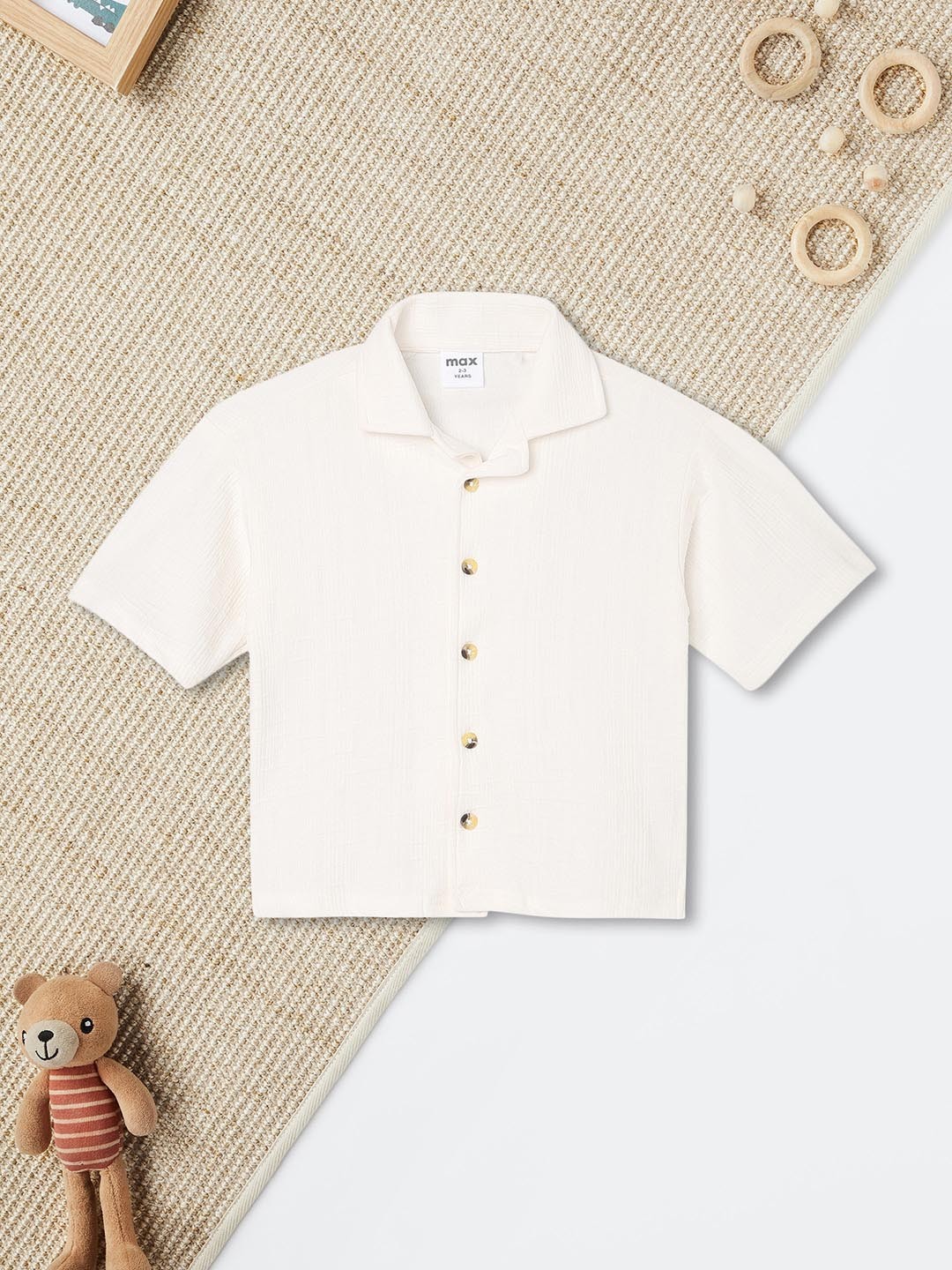 

max Boys Opaque Casual Shirt, Beige