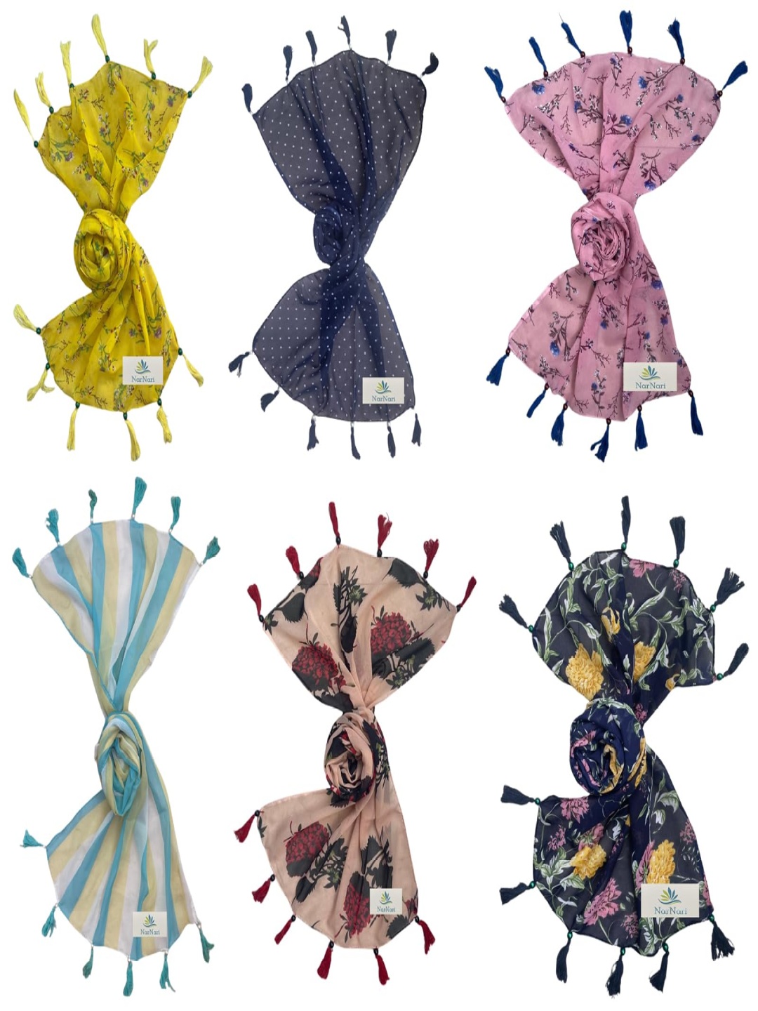 

NarNari Women Printed Scarf, Yellow
