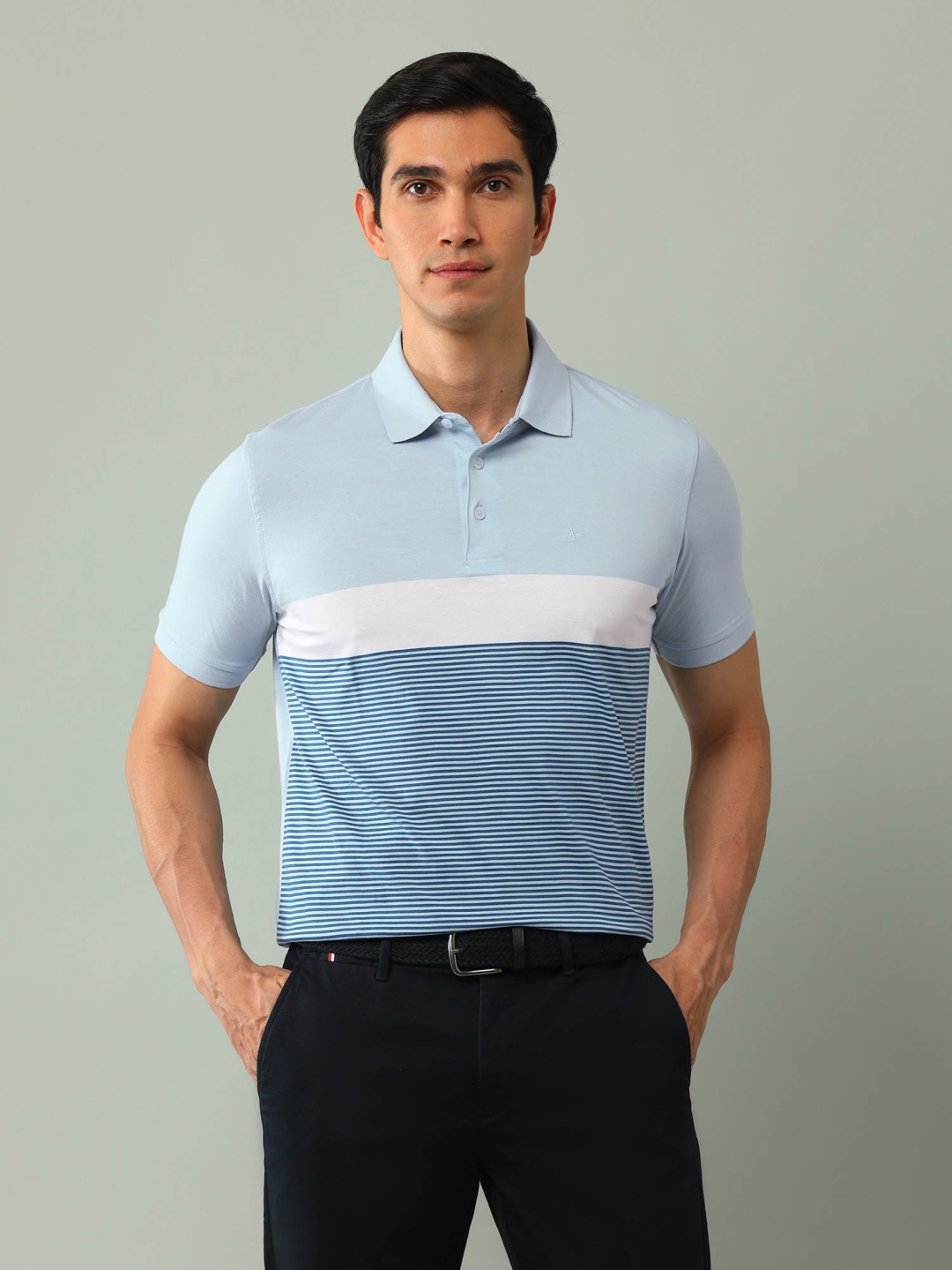 

Arrow Men Striped Polo Collar Cotton T-shirt, Blue