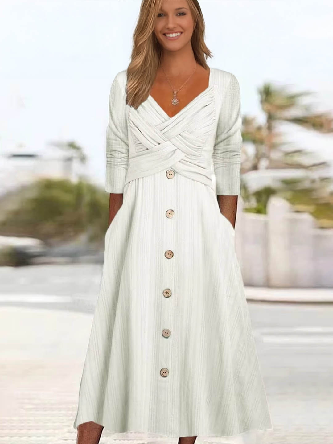 

StyleCast V-Neck A-Line Midi Dress, White