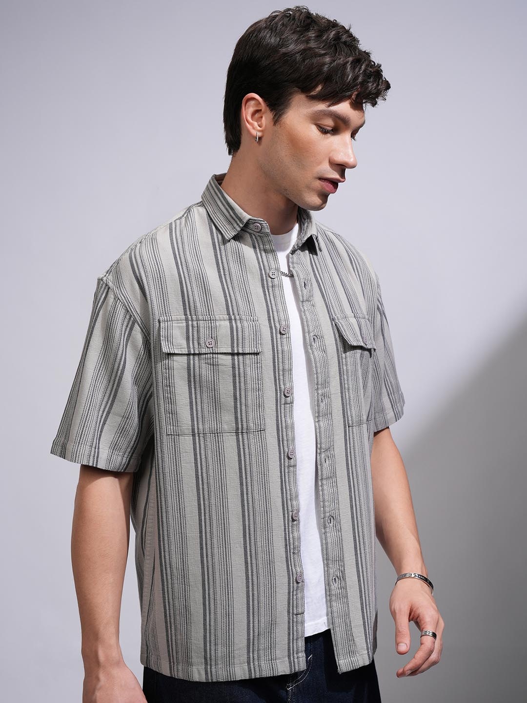 

LOCOMOTIVE Men Opaque Casual Shirt, Grey