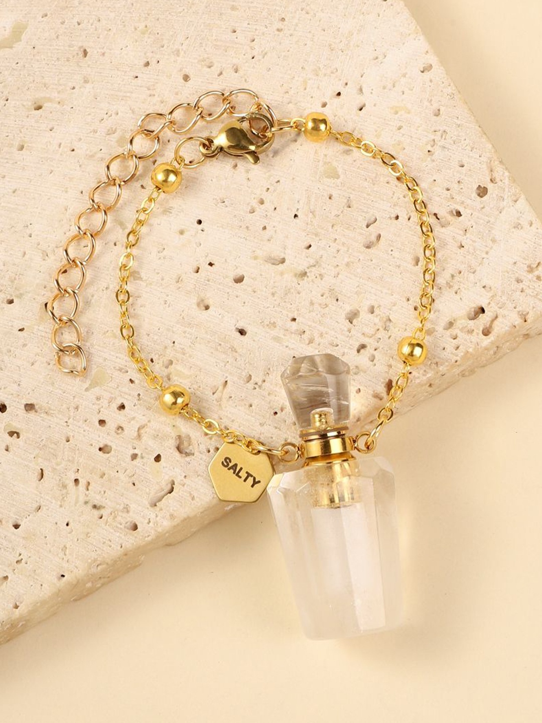 

SALTY Women Howlite Perfume Bottle Charm Bracelet, Gold