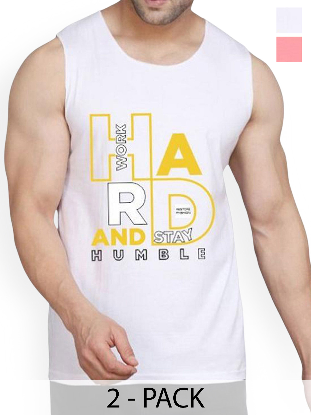 

WOOSTRO Pack Of 2 Printed Innerwear Vests RS26 CMB (HARD PEACH) (HARD WHITE)