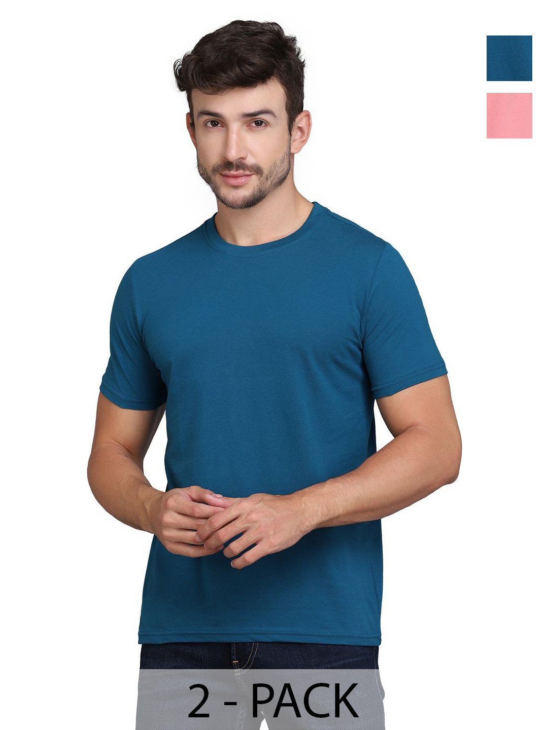 

WOOSTRO Men 2 Slim Fit T-shirt, Peach