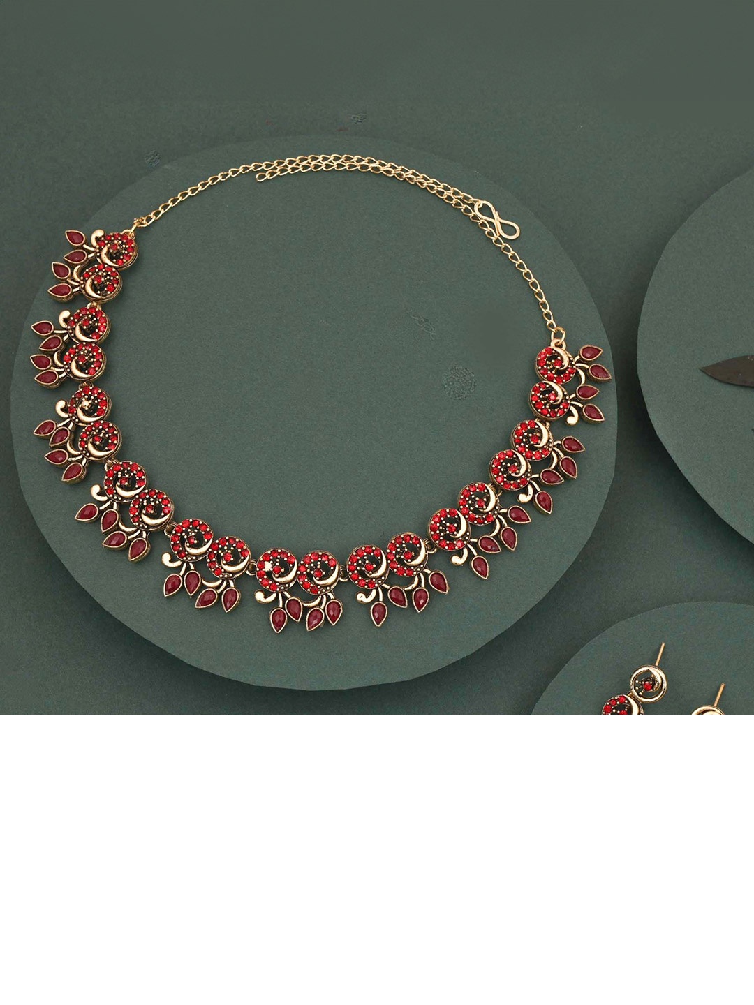 

Lyriss Gold-Plated American Diamond Stones Studded Jewellery Set