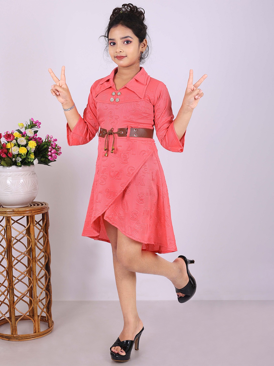 

KAARIGARI Girls Fit and Flare Dress, Red