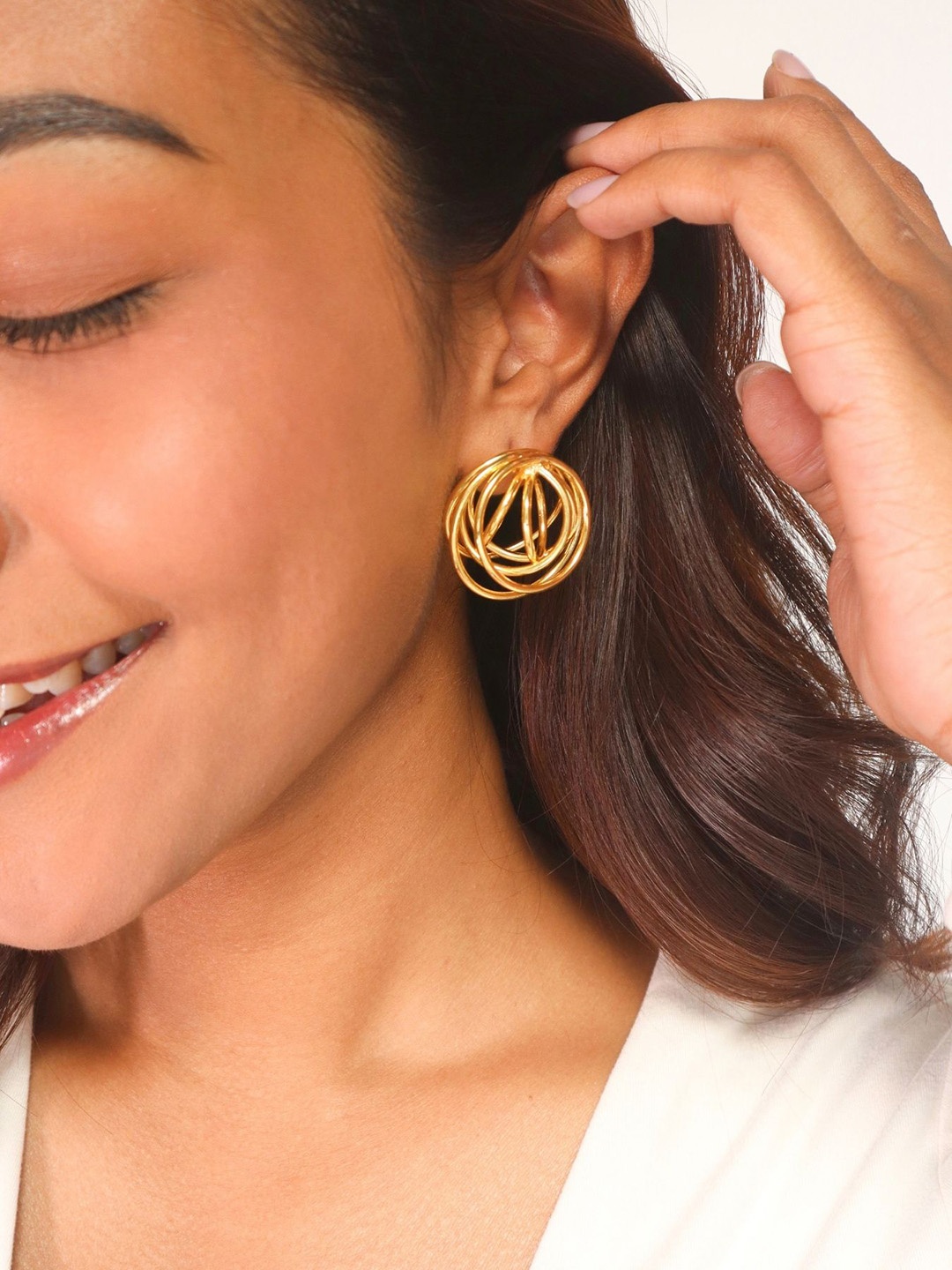 

House of Pehr Gold Plated Double Rings Contemporary Earrings