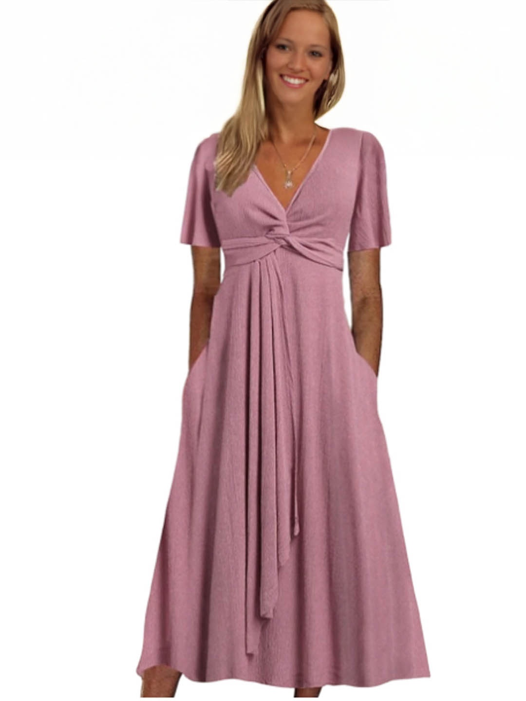 

StyleCast Women Plunge Neck Midi Empire Dress, Lavender