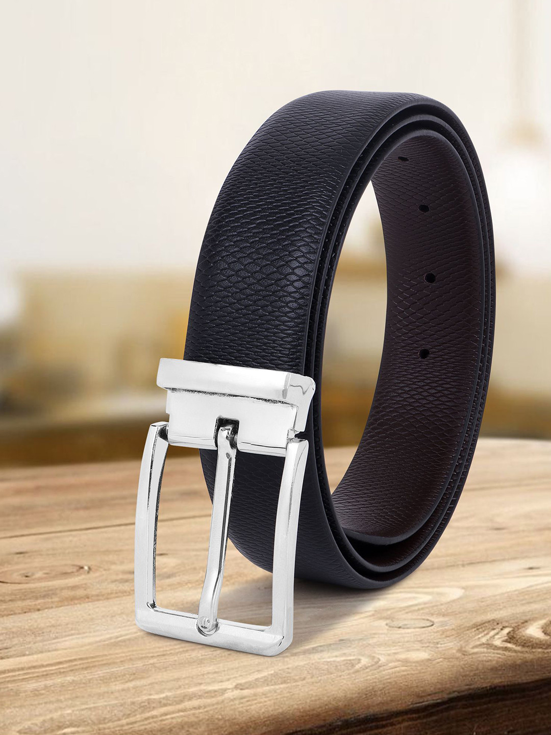 

Provogue Men Textured Reversible Formal Belt, Black