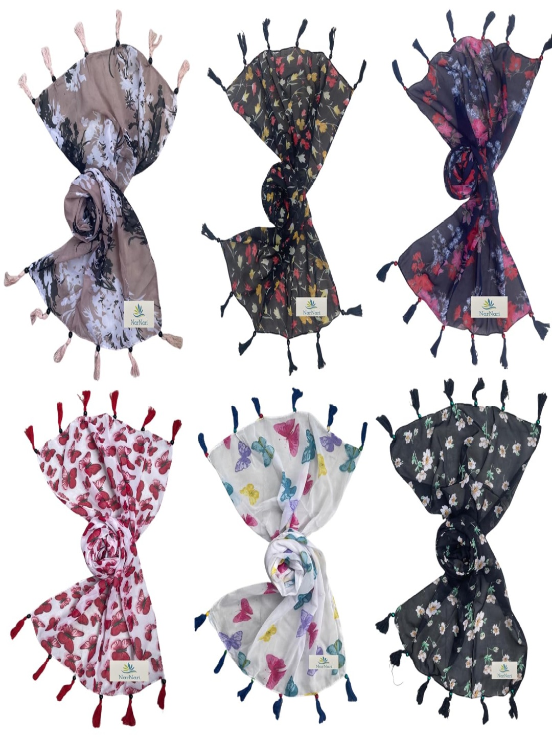 

NarNari Women Printed Scarf, Red
