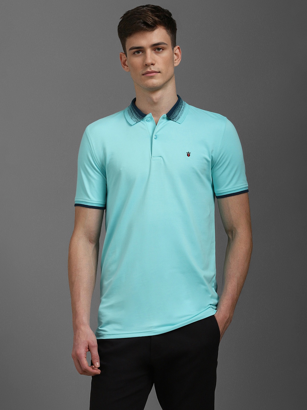 

Louis Philippe Sport Men Solid Slim Fit Cotton T-shirt, Turquoise blue