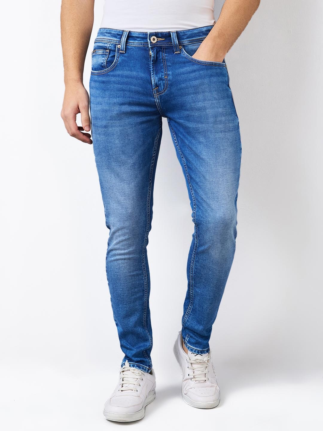 

SPYKAR Men Slim Fit Low-Rise Cotton Jeans, Blue