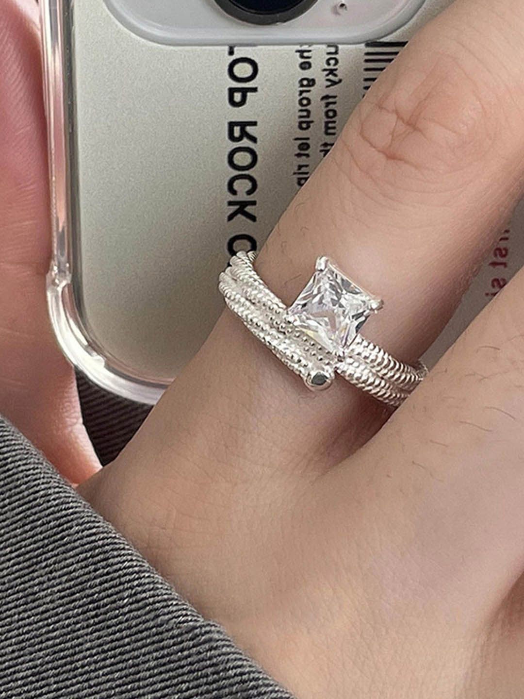 

StyleCast Silver-Toned Artificial Stones Studded Finger Ring