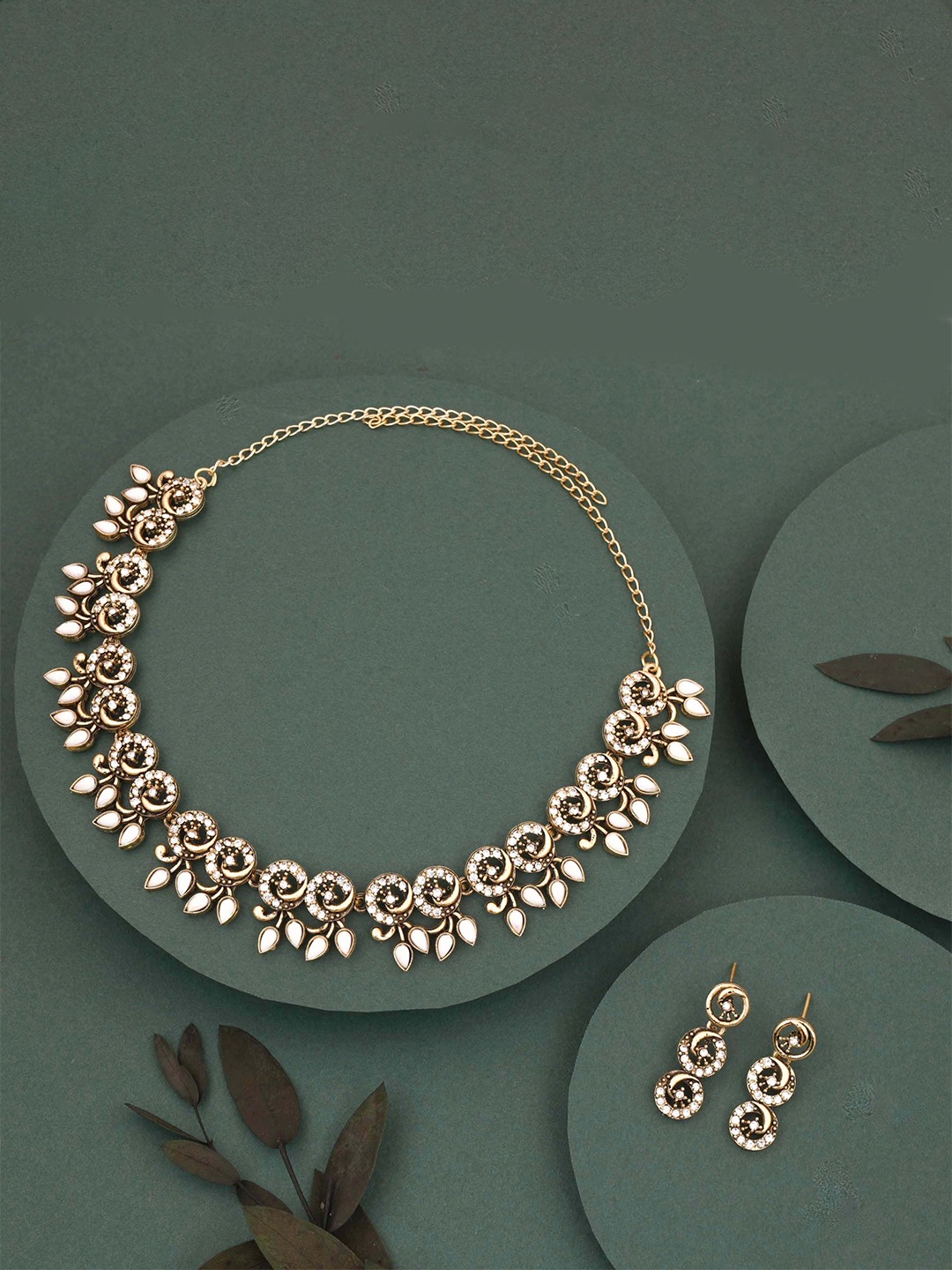 

Lyriss Gold-Plated American Diamond Stones Studded Jewellery Set