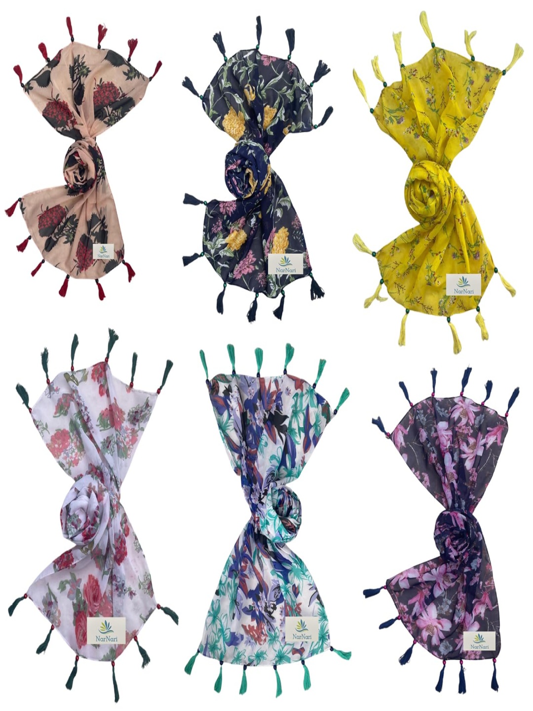 

NarNari Women Printed Scarf, Yellow