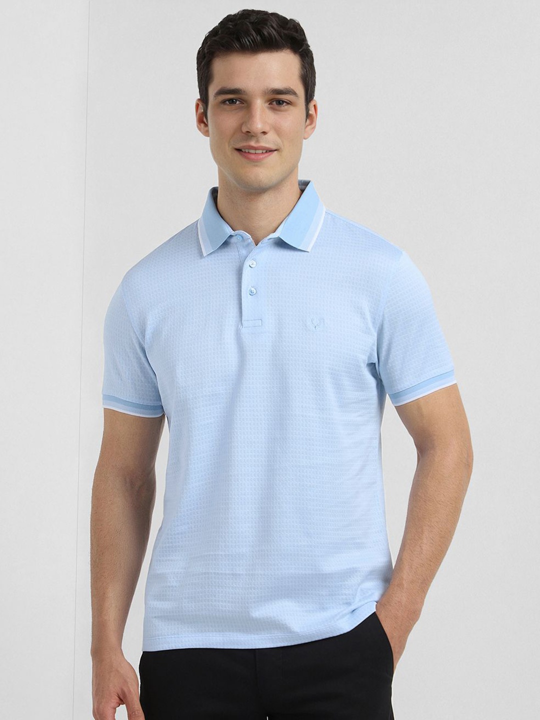 

Allen Solly Sport Men Textured Polo Collar Cotton T-shirt, Blue