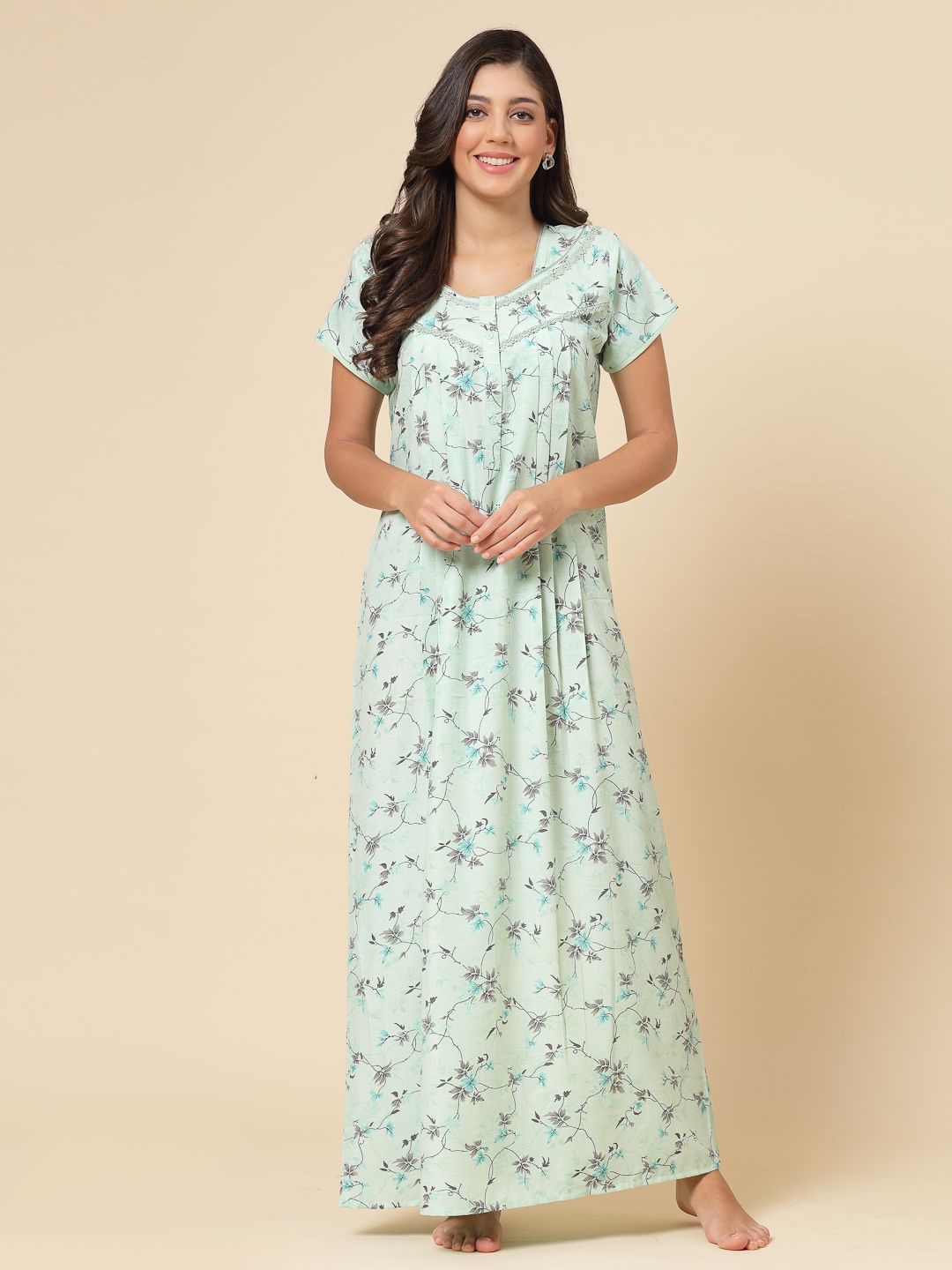 

Sweet Dreams Printed Maxi Nightdress, Sea green