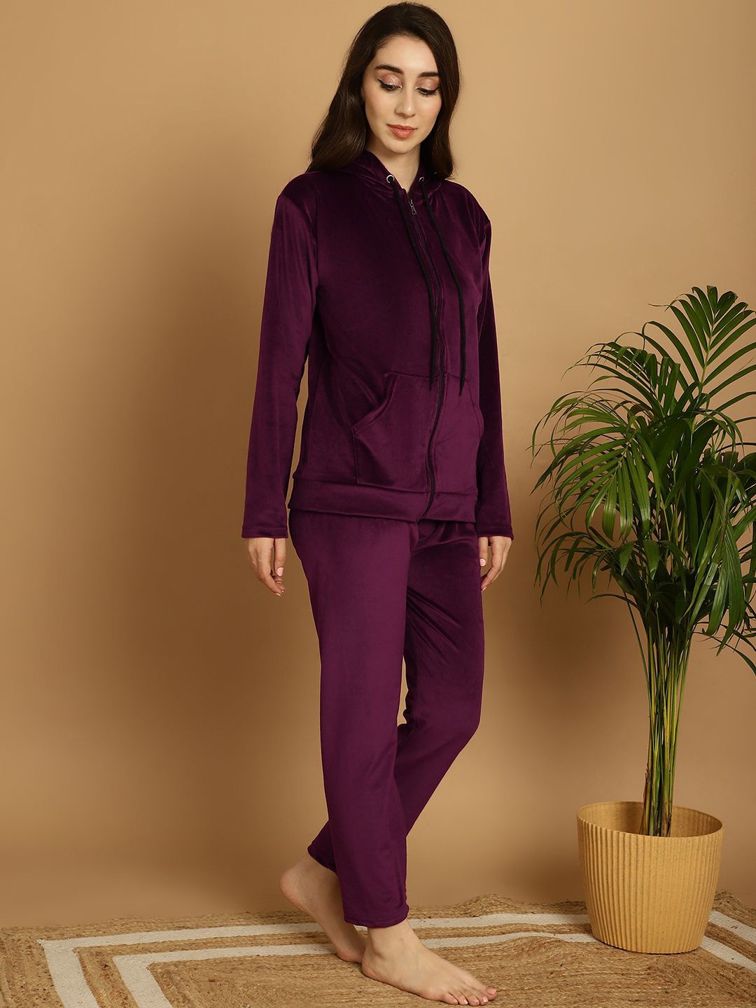 

Valles365 by S.C. Women Long Sleeves Night suit, Purple