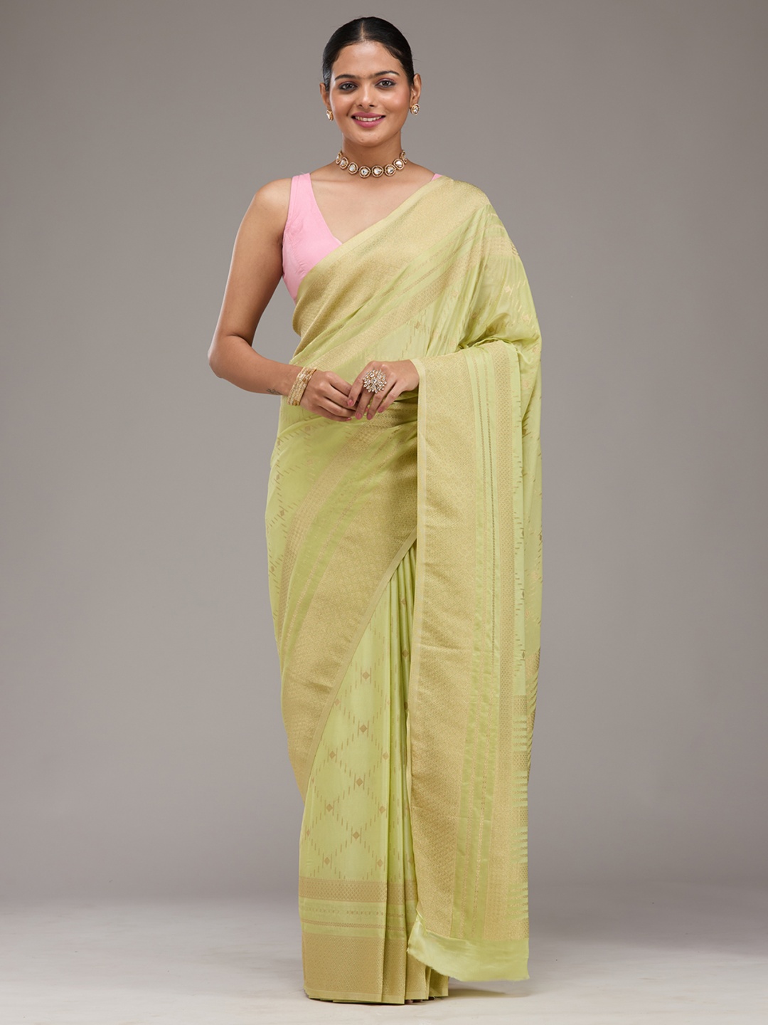 

Koskii Woven Design Zari Saree, Green