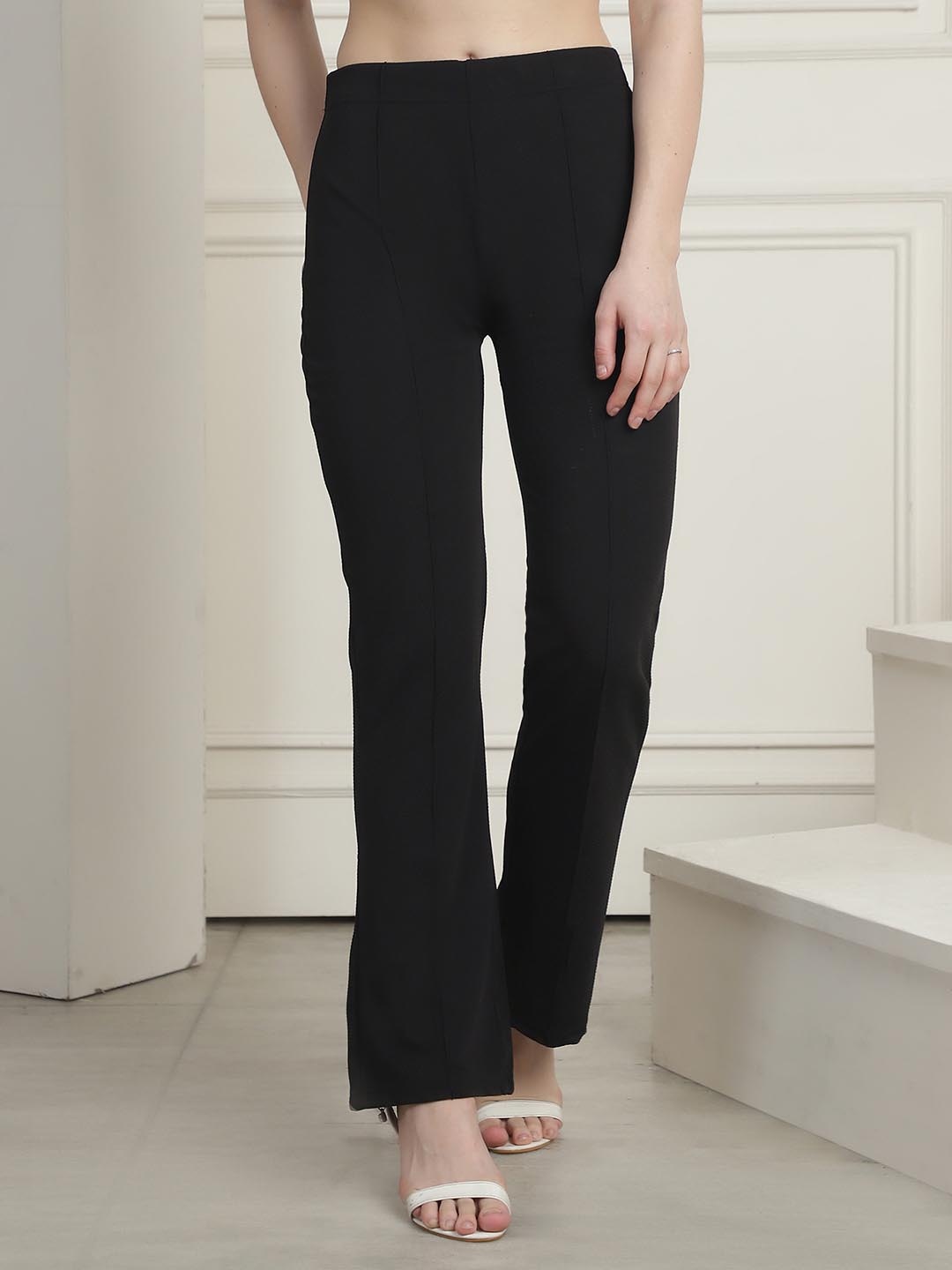 

SZN Women High-Rise Parallel Trousers, Black