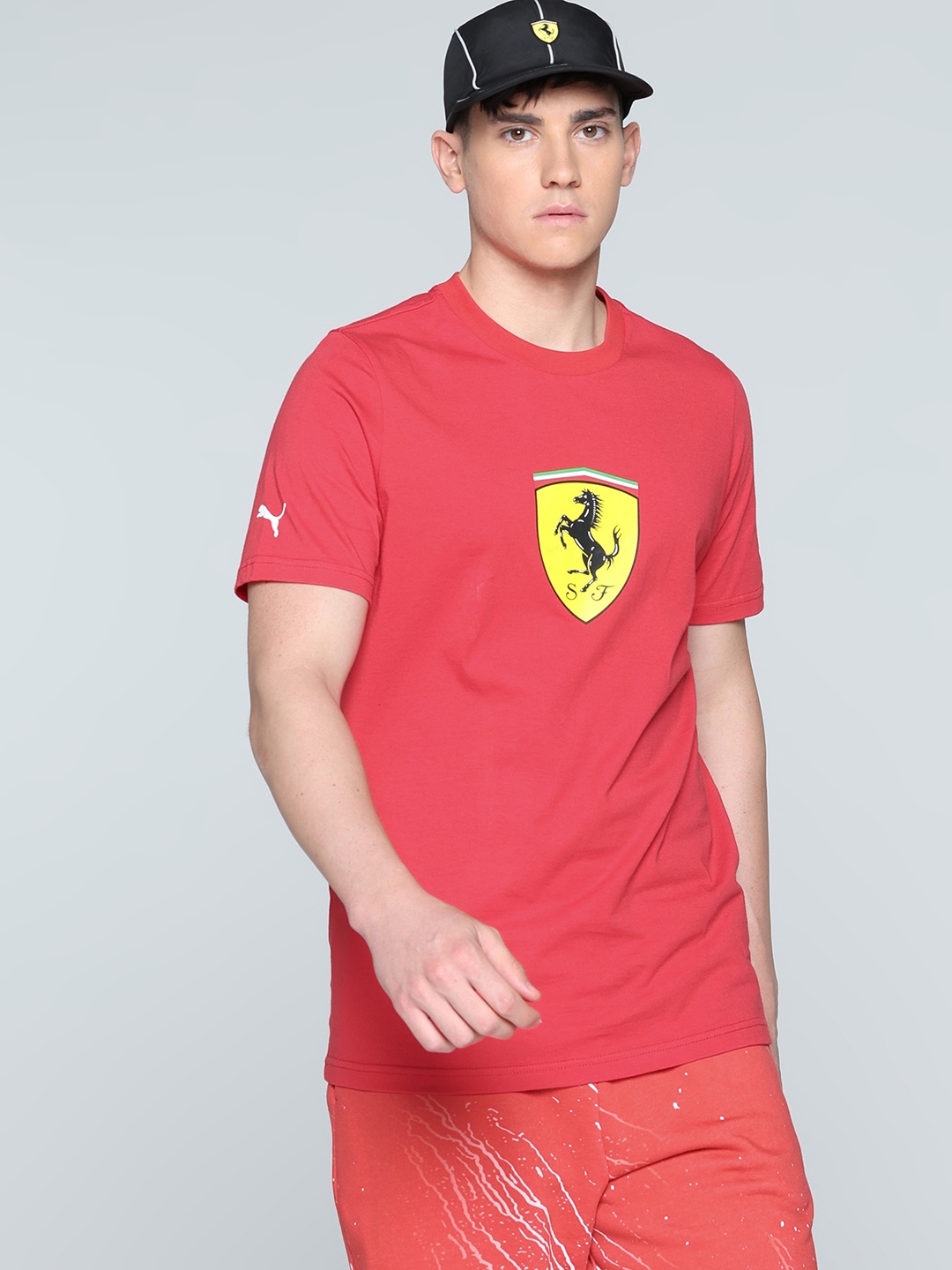 

PUMA Motorsport Men Scuderia Ferrari Race Graphic Printed Cotton T-shirt, Coral
