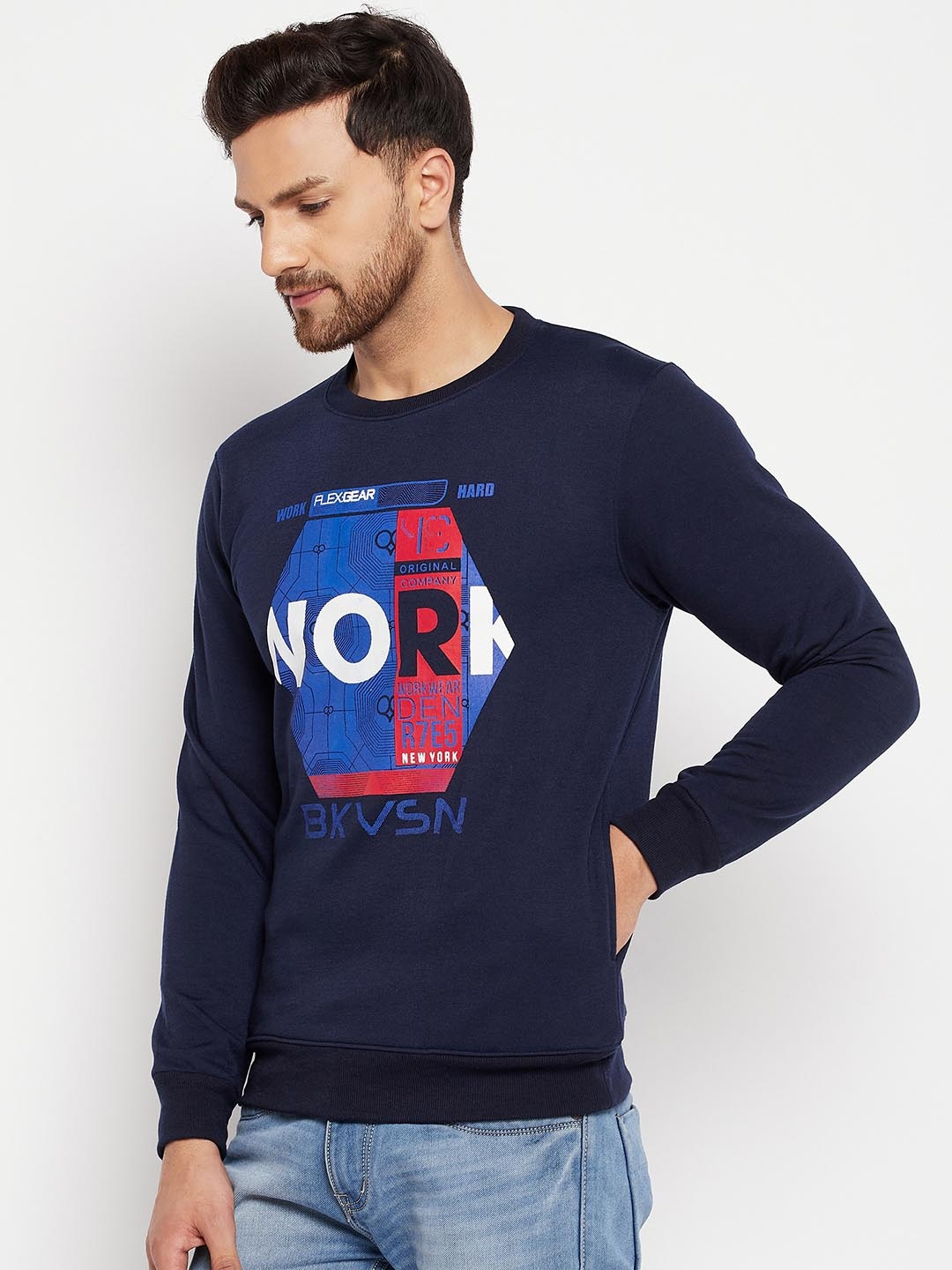 

LYCOS Men Printed Pullover Sweatshirt, Navy blue