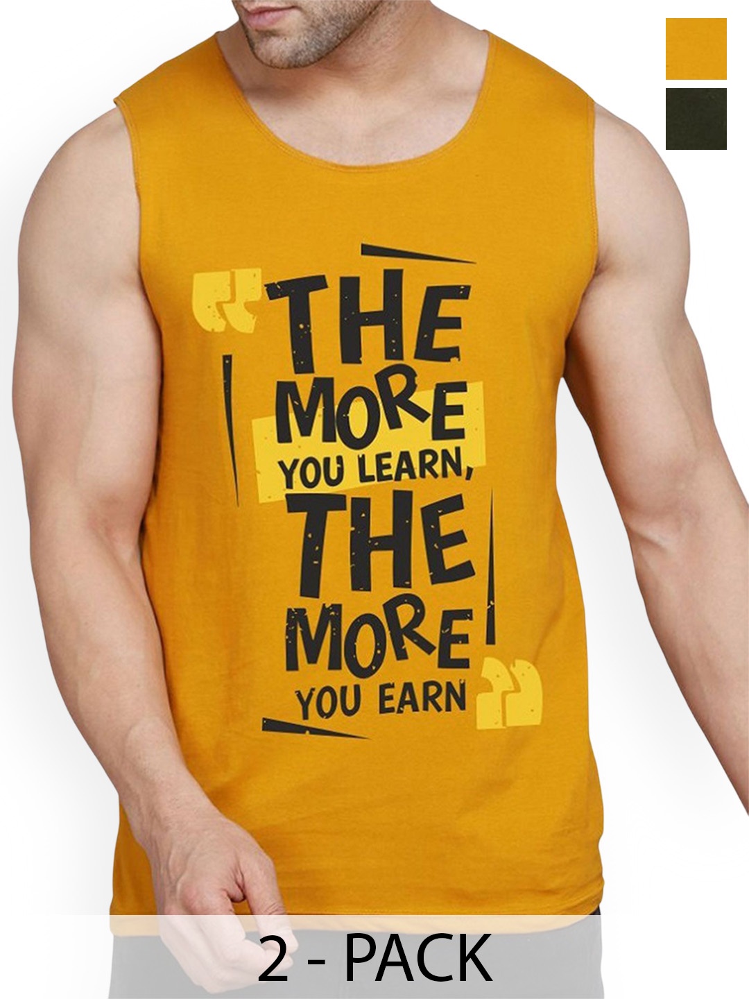 

Woostro Pack Of 2 Printed Cotton Gym Vests RS26 CMB (MORE MUSTARD) (98 OLIVE)