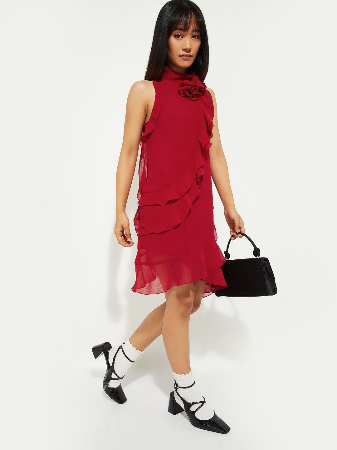 

max Women Self Design Sheath Dress, Red