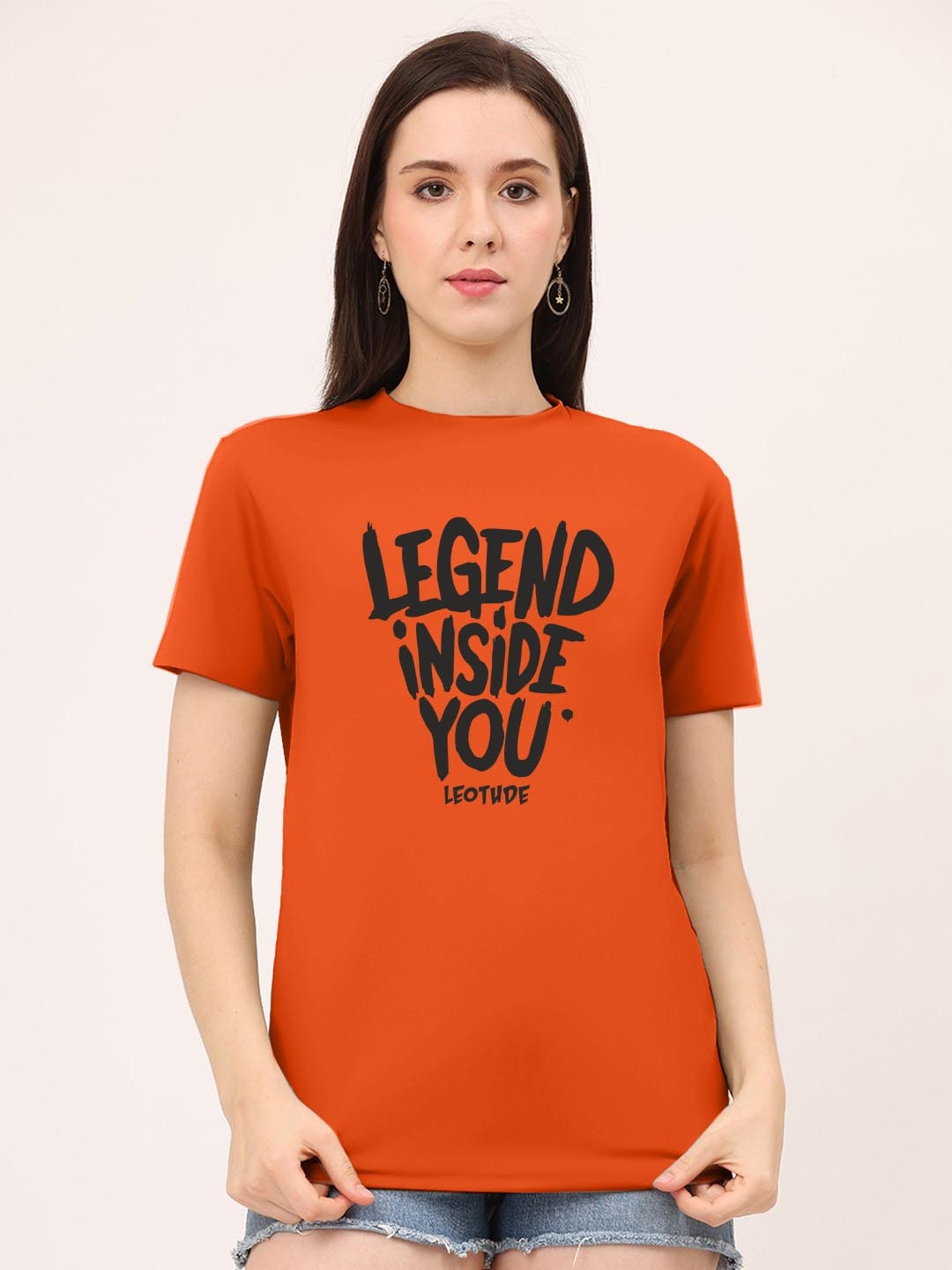 

Leotude Women Printed T-shirt, Orange