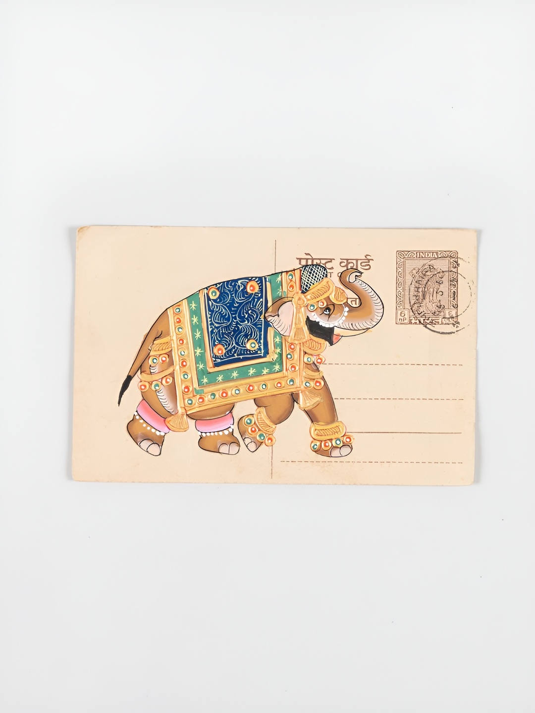 

Eyaas Beige & Yellow Elephant Miniature Painting Post Card