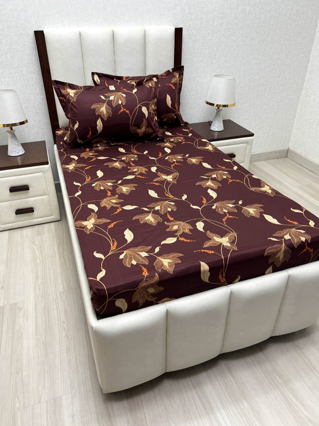 

Pure Decor Lounge Fur Brown Printed 300TC Pure Cotton Single Bedsheet Set 1.73m x 2.36m