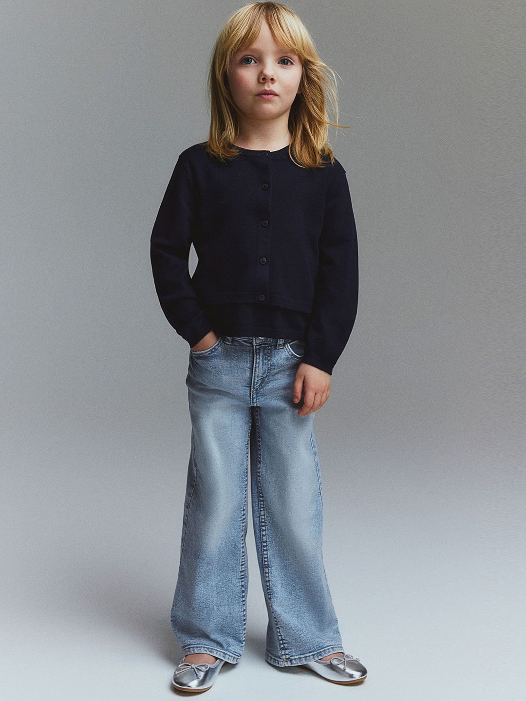 

H&M Girls Superstretch Wide Leg Jeans, Blue