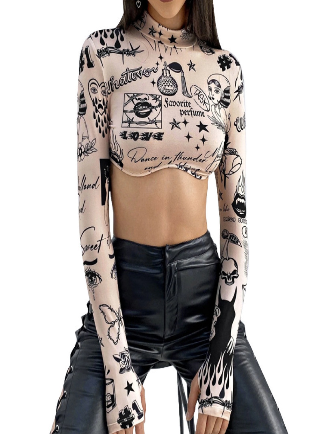 

StyleCast x Revolte Printed Crop Top, Beige